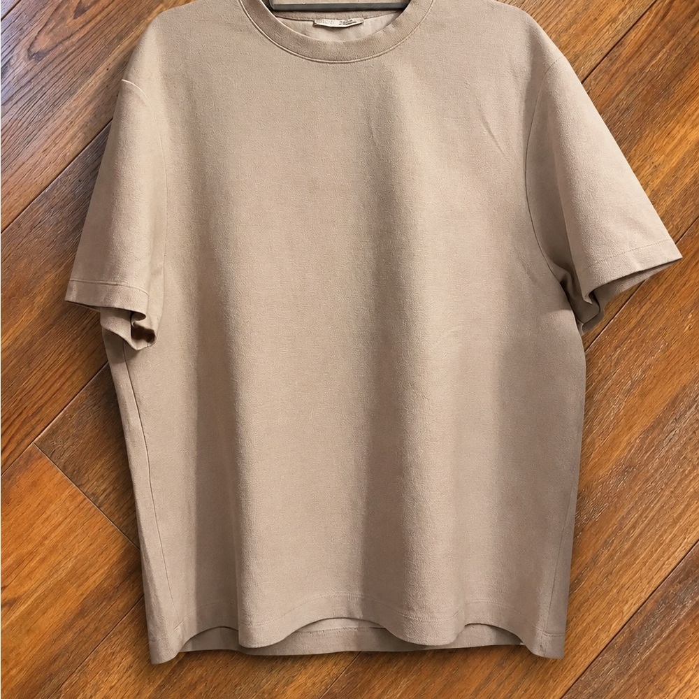 Zara Men's Short Sleeve Crewneck T-Shirt in Taupe